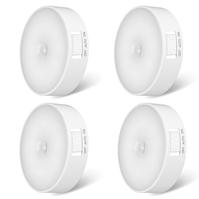 KEYORA Motion Sensor Night Light for Home with USB Charging Battery Rechargeable Wireless Magnetic Self Adhesive LED Lamp for Wardrobe, Cabinet, Cupboard, Kitchen, Bedroom, Stairs (Pack of 4)(White) - Image 3