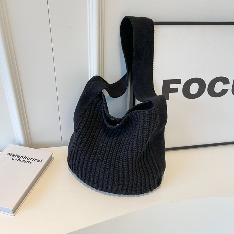 This Year'S Popular Knitted Wool Shoulder Tote Bag Women'S Bag 2023 New Trendy High-Grade Portable Shopping Bag - Image 1