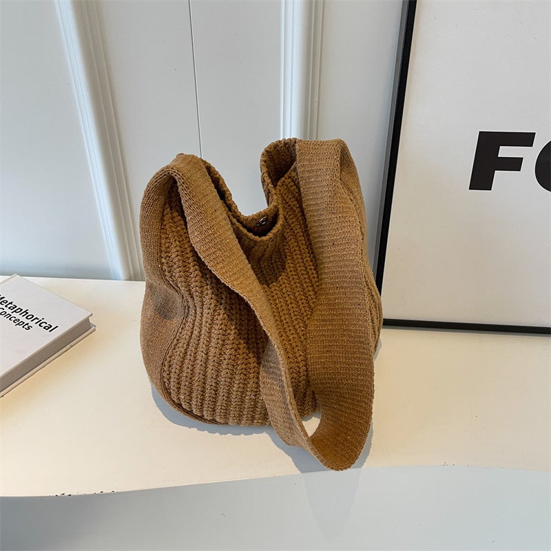 This Year'S Popular Knitted Wool Shoulder Tote Bag Women'S Bag 2023 New Trendy High-Grade Portable Shopping Bag - Image 4