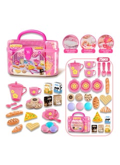 Angmei Kitchen Pretend Play Toy Set, Kids Cooking Kit for Girls Kitchen Set, Kitchen Tools Toy Set Role Play Cookware Indoor DIY Toy Games, Kitchen Accessories Toys Sets With Spray And Light for Boys, Girls, Kids, Children, Pink  - Image 1