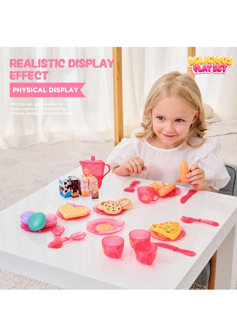 Angmei Kitchen Pretend Play Toy Set, Kids Cooking Kit for Girls Kitchen Set, Kitchen Tools Toy Set Role Play Cookware Indoor DIY Toy Games, Kitchen Accessories Toys Sets With Spray And Light for Boys, Girls, Kids, Children, Pink - Image 2