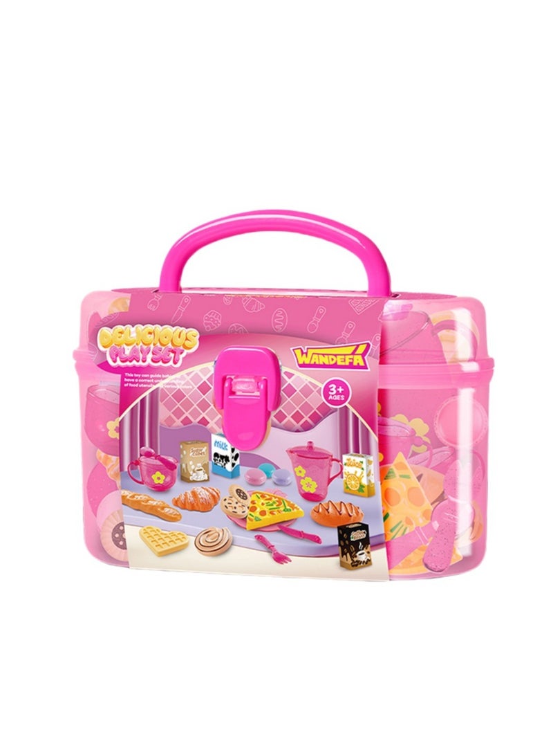 Angmei Kitchen Pretend Play Toy Set, Kids Cooking Kit for Girls Kitchen Set, Kitchen Tools Toy Set Role Play Cookware Indoor DIY Toy Games, Kitchen Accessories Toys Sets With Spray And Light for Boys, Girls, Kids, Children, Pink - Image 3