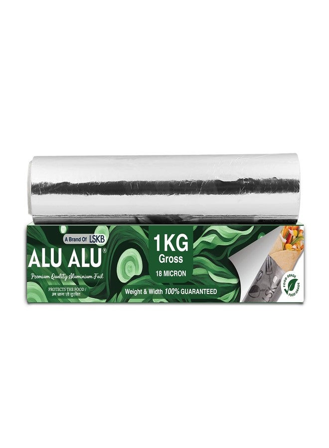 AluAlu ALU ALU 1 Kg Gross Aluminium Foil, 18 Micron Thickness, Premium Quality, Keeps Food Fresh Always, Perfect for Food Wrapping, Packing, Storing and Serving - Image 1
