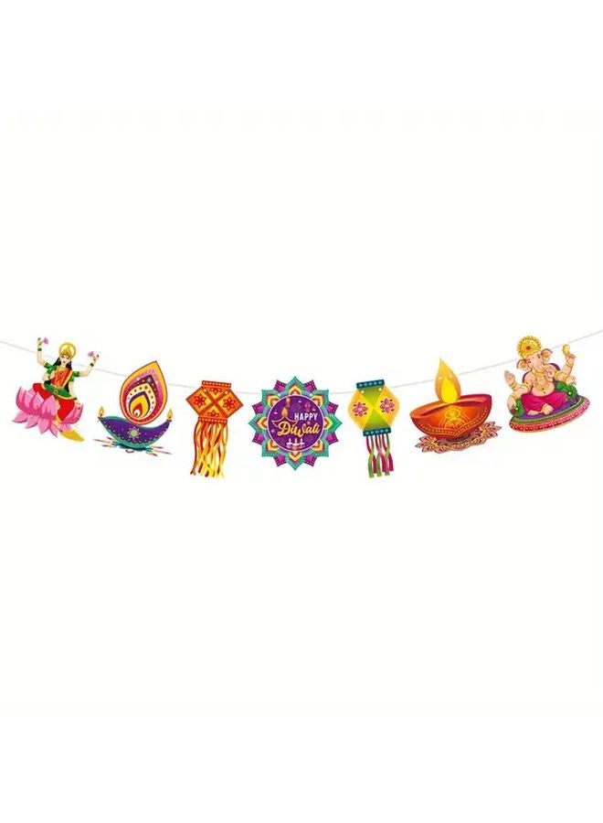 Diwali Decorations Set Style 3 Paper Banner Lanterns Traditional Motifs Party Supplies - Image 5