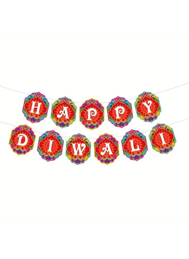 Diwali Decorations Set Style 3 Paper Banner Lanterns Traditional Motifs Party Supplies - Image 3