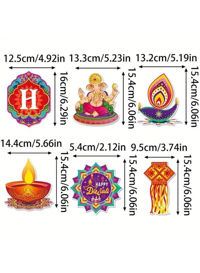 Diwali Decorations Set Style 3 Paper Banner Lanterns Traditional Motifs Party Supplies - Image 4