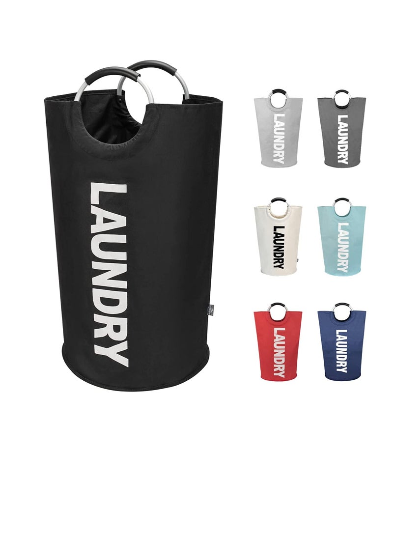 عربست 95L Large Laundry Basket, Collapsible Laundry Bag, Freestanding Tall Clothes Hamper, Foldable Washing Bin (Black) - Image 1