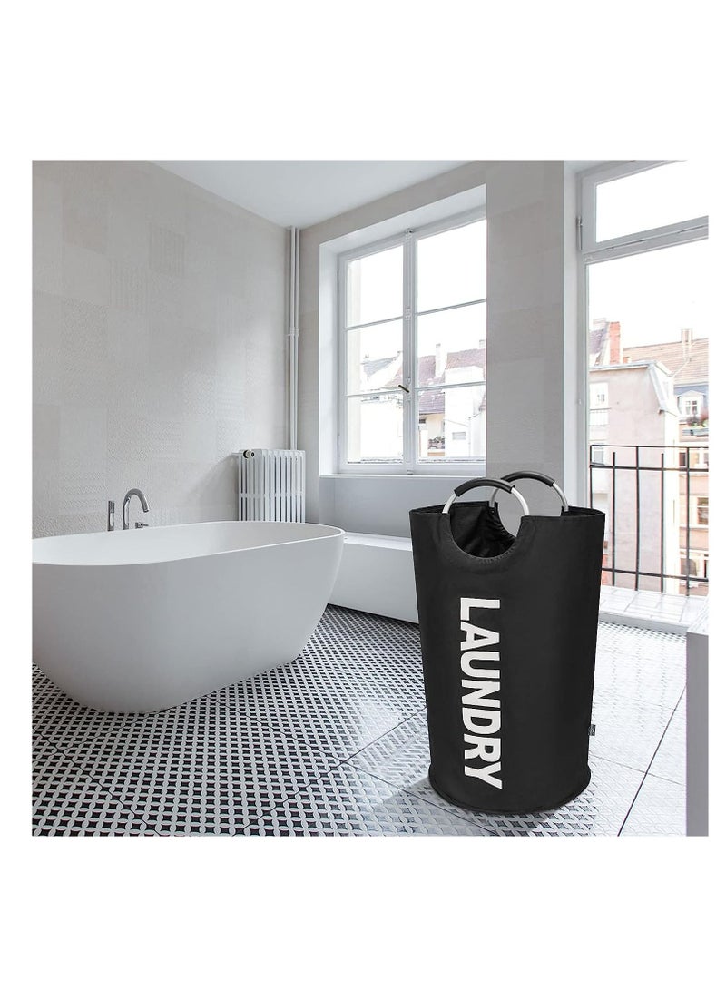 عربست 95L Large Laundry Basket, Collapsible Laundry Bag, Freestanding Tall Clothes Hamper, Foldable Washing Bin (Black) - Image 4
