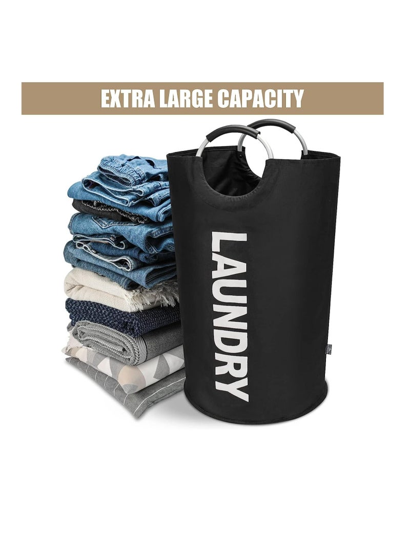 عربست 95L Large Laundry Basket, Collapsible Laundry Bag, Freestanding Tall Clothes Hamper, Foldable Washing Bin (Black) - Image 5