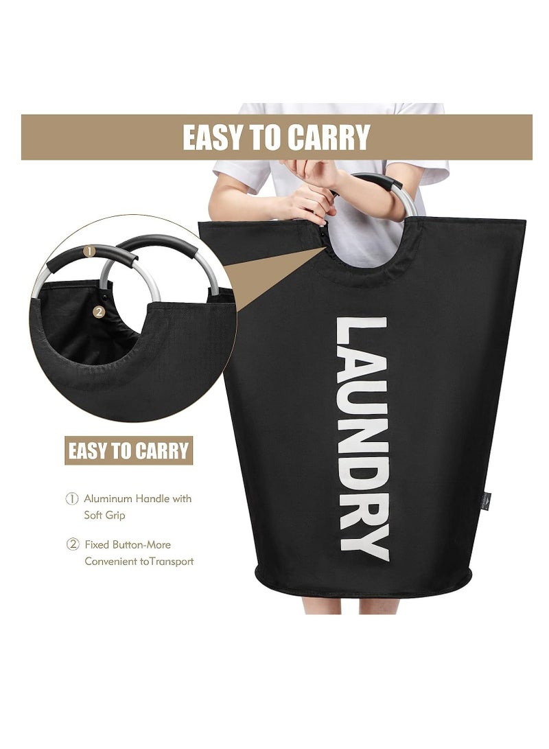 عربست 95L Large Laundry Basket, Collapsible Laundry Bag, Freestanding Tall Clothes Hamper, Foldable Washing Bin (Black) - Image 3