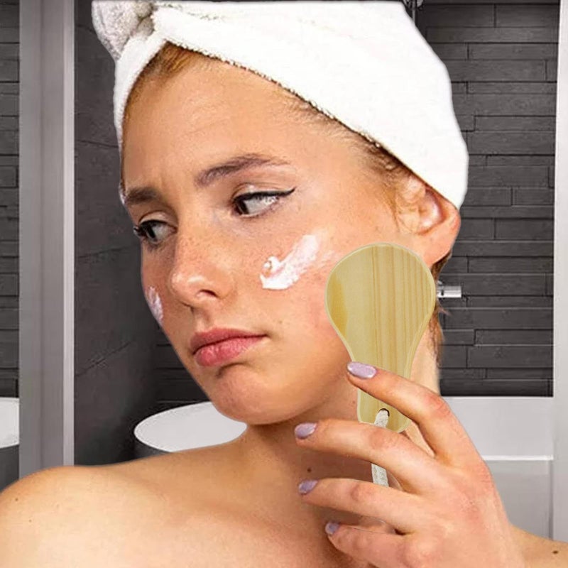 Plum Blossom Wooden Face Scrubbing Brush Soft Bristles Makeup Remover Facial Scrubber - Image 4