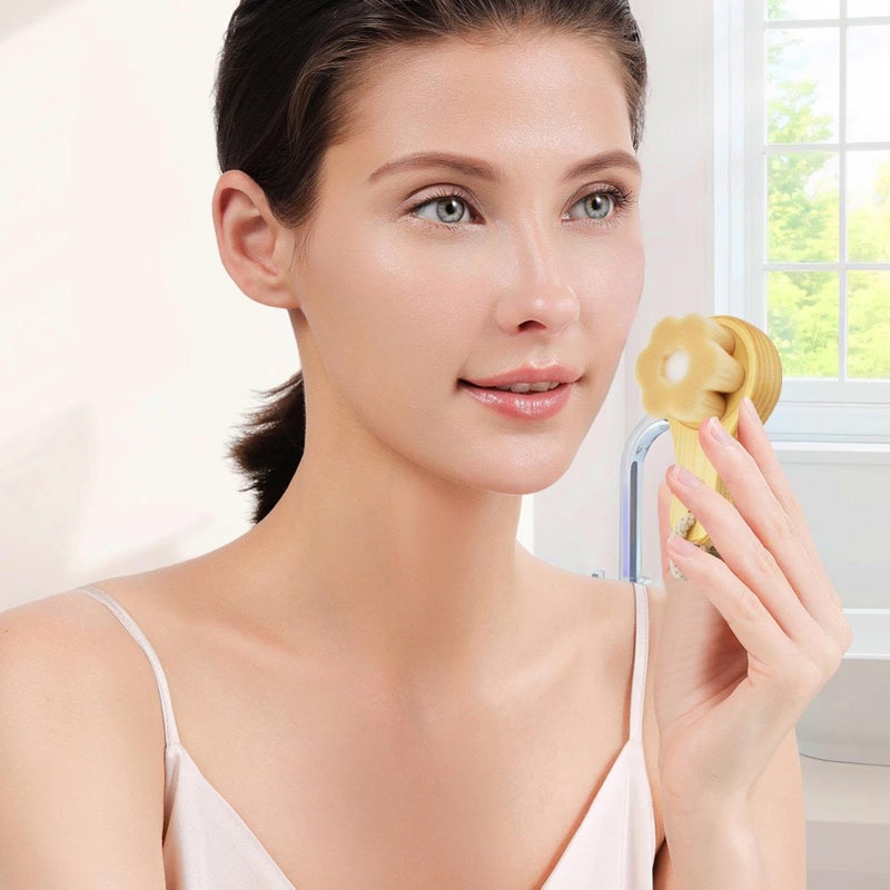 Plum Blossom Wooden Face Scrubbing Brush Soft Bristles Makeup Remover Facial Scrubber - Image 3