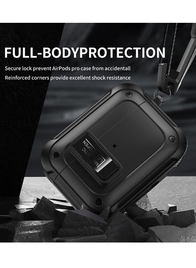 Generic - for AirPods Pro 2 Case Cover with Lock,Compatible Magnets Embedded & Keychain Powerful Drop Protection, Magnetic Lid, Black - Image 1