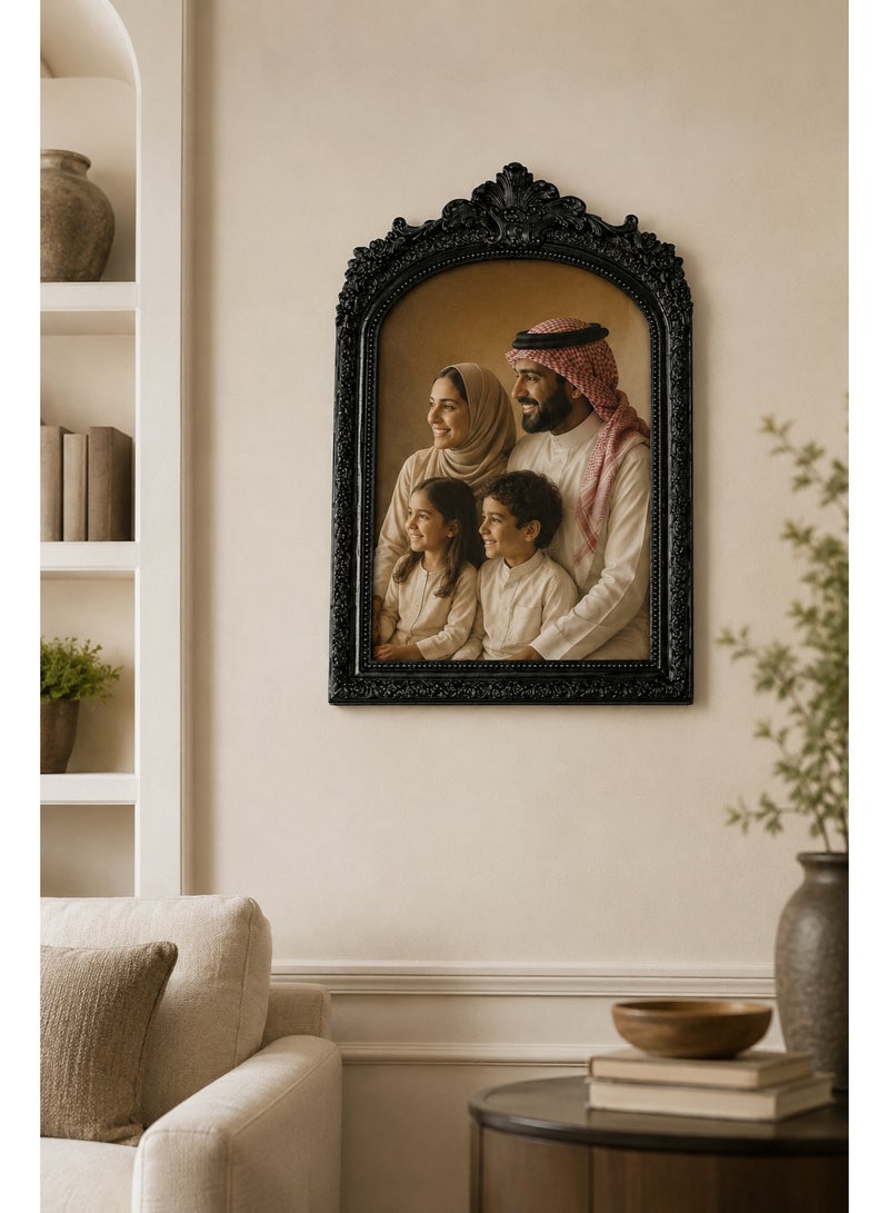 برواز صور أسود كلاسيكي 6x8، إطار صور بتصميم أوروبي عتيق من الراتنج المحفور للتعليق على الحائط، ديكور للمنزل وغرفة النوم - Image 2