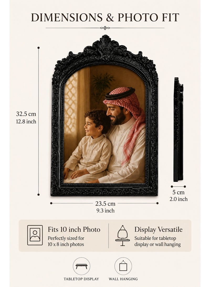 برواز صور أسود كلاسيكي 6x8، إطار صور بتصميم أوروبي عتيق من الراتنج المحفور للتعليق على الحائط، ديكور للمنزل وغرفة النوم - Image 4