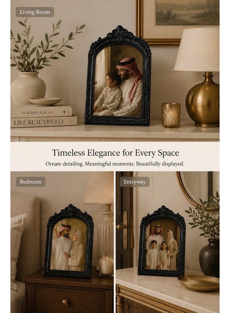 برواز صور أسود كلاسيكي 6x8، إطار صور بتصميم أوروبي عتيق من الراتنج المحفور للتعليق على الحائط، ديكور للمنزل وغرفة النوم - Image 5