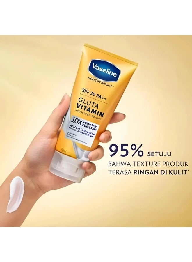 فازلين سيروم فازلين هيلثي برايت جلوتا فيتامين SPF 30 للوقاية من الشمس | مرطب خفيف الوزن يحمي من الأشعة فوق البنفسجية | 180 مل - Image 2