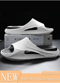 DUNISO Slipper for Men Thick Sole Non-Slip Bath Slippers Open Toe Shower Slippers Quick-dry House Bedroom Slippers Flat Slipper for Spa Bath Pool Gym House Sandals for Indoor & Outdoor  - Image 1