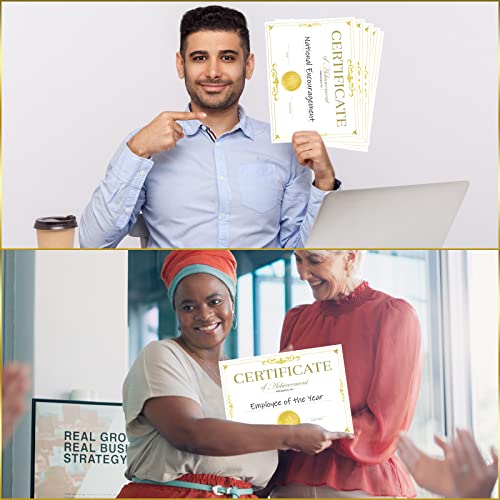Seajan 50 Packs Gold Foiled Certificate Paper Award 11 x 8.5 Inch Certificate of Completion Achievement Awards with 100 Pieces Embossed Gold Foil Seals Gold Seals Stickers for Printer Supplies - Image 5
