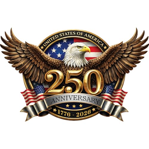 KATINAT 2pcs 250th Anniversary USA Car Decal Sticker 250 Anniversary USA Merchandise Patriotic 4th of July 17762026 American Flag Vinyl Bumper Stickers for Car Truck Window Laptop - Image 1