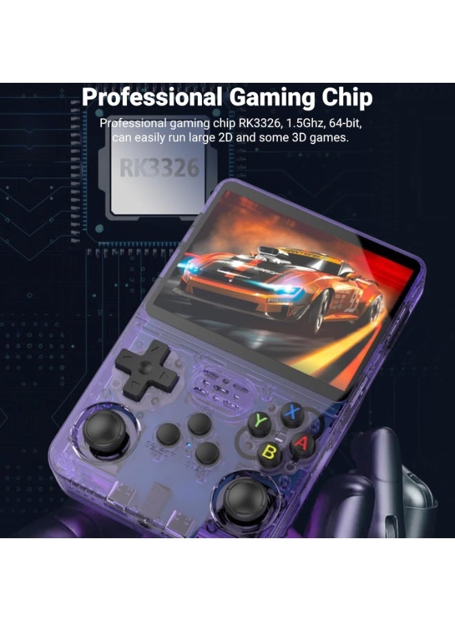 DIGI CORE R36S Game Console 3.5 Inch Portable Retro Game Console Built-in 15000+ Games With Open Source Linux System With 64GB Memory Card Video Games Console 3500mAh Battery IPS Screen Toys And Games For Kids And Adults Transparent Purple - Image 4