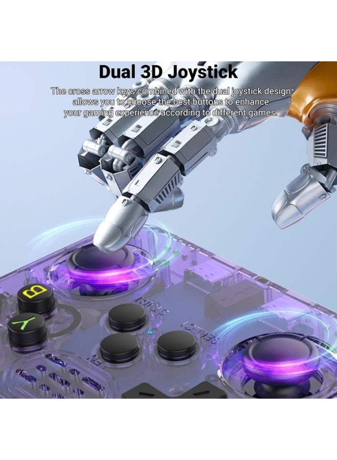 DIGI CORE R36S Game Console 3.5 Inch Portable Retro Game Console Built-in 15000+ Games With Open Source Linux System With 64GB Memory Card Video Games Console 3500mAh Battery IPS Screen Toys And Games For Kids And Adults Transparent Purple - Image 5