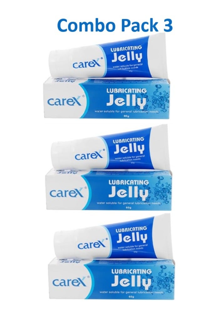 careX Lubricating Jelly - Regular| Greaseless Transparent Water Soluble And Non-Irritating | 60Gm Combo Pack 3