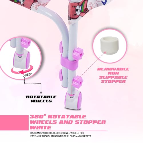 KIDBITKART Premium Jumbo Baby Cradle New Born Baby Sleep Swing Cradle/Mattress & Wheels and Cradle for 0-13 Months Baby Boys and Girls (Blue Panda) (Pink) - Image 5