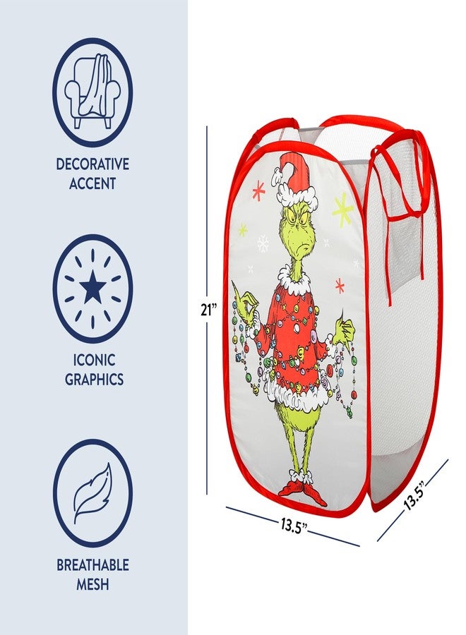 Idea Nuova Collapsible Laundry Basket, Lightweight Clothes Storage Organizer, Foldable Hamper for Bedroom & Playroom, Holiday Season Décor,Grinch Dr Seuss - Image 3