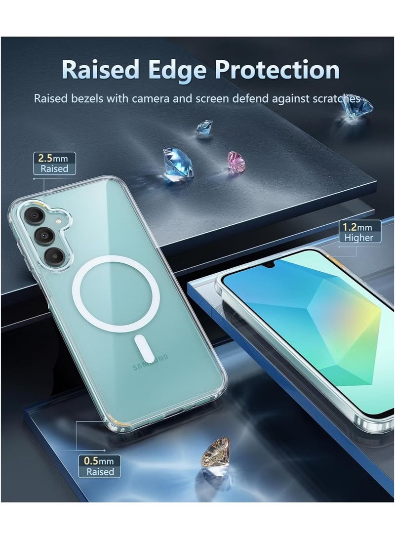 جراب هاتف محمول مغناطيسي مضاد للسقوط والاصفرار لهاتف Samsung Galaxy A15 - جراب واقٍ متين مقاوم للصدمات وشفاف (شفاف) - Image 3