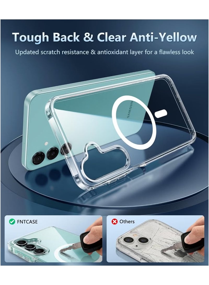 جراب هاتف محمول مغناطيسي مضاد للسقوط والاصفرار لهاتف Samsung Galaxy A15 - جراب واقٍ متين مقاوم للصدمات وشفاف (شفاف) - Image 5