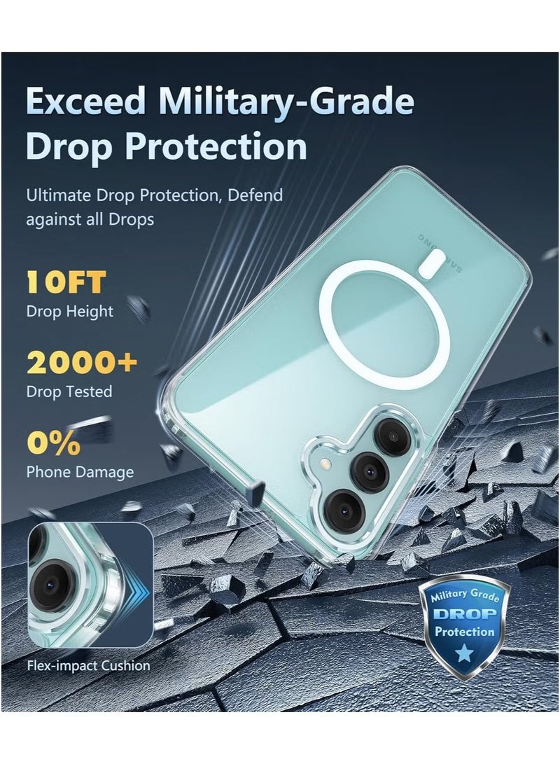 جراب هاتف محمول مغناطيسي مضاد للسقوط والاصفرار لهاتف Samsung Galaxy A15 - جراب واقٍ متين مقاوم للصدمات وشفاف (شفاف) - Image 4