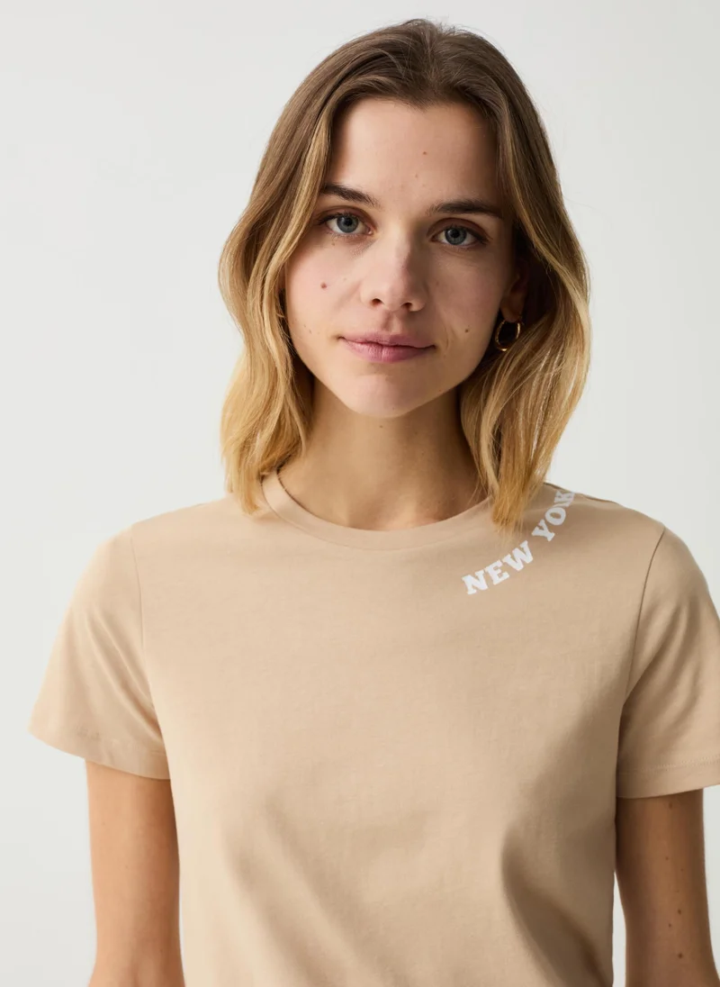 Ovs Crew-neck T-shirt with lettering print