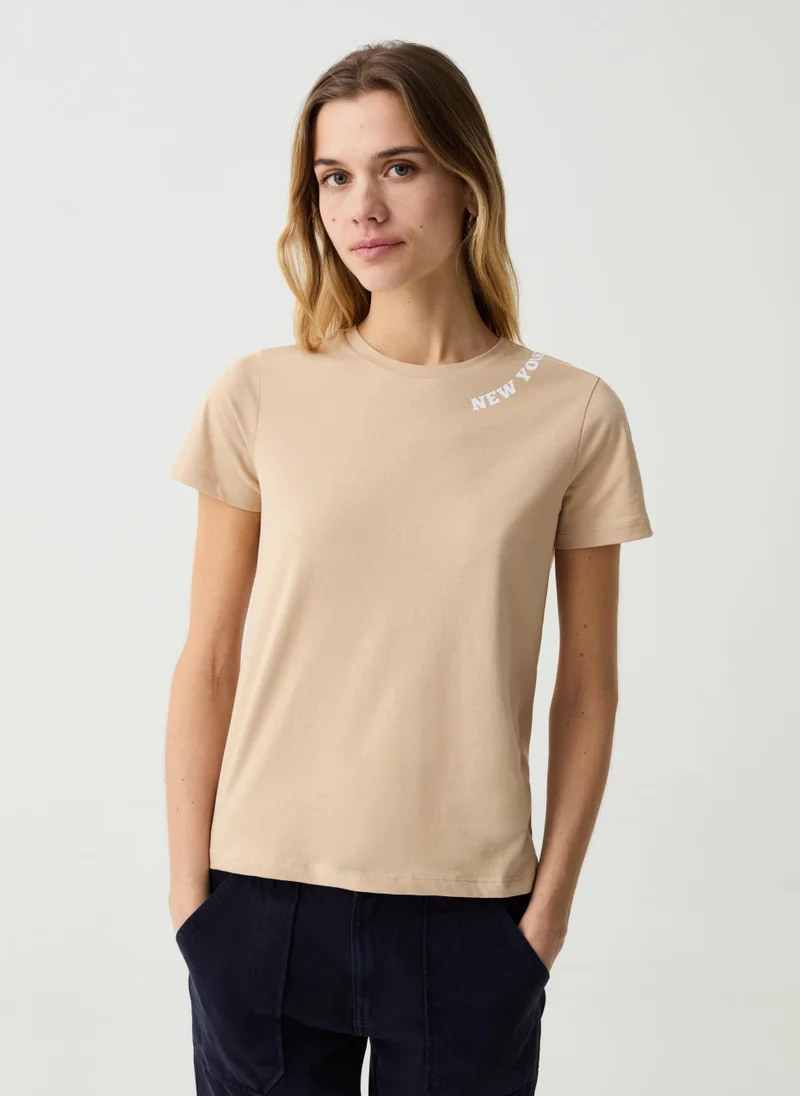 Ovs Crew-neck T-shirt with lettering print