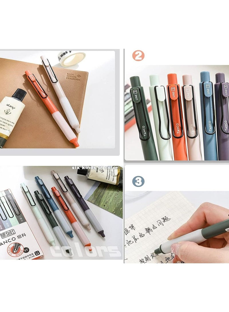 Generic Retractable Gel Pens, 0.5mm Fine Point, Quick Drying, 6Pcs Writing Drawing, Black ink gel pens, Soft Rubber Sheath Press Neutral Pen Quick-drying Black Work Pen Simple and Smooth Carbon Pen - Image 3