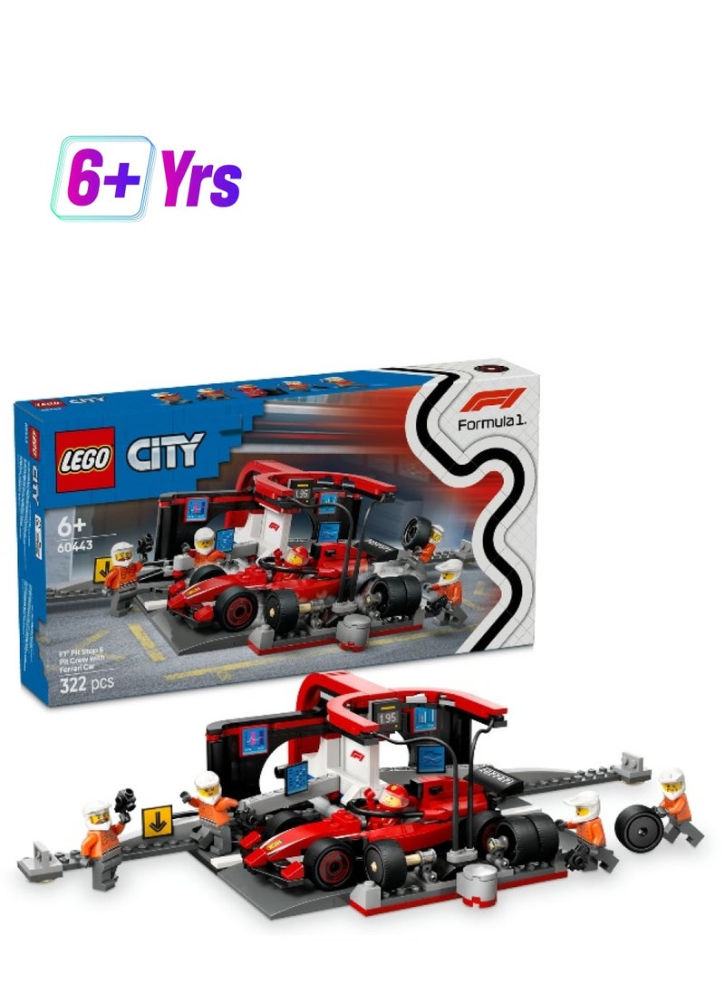 LEGO LEGO City F1 Pit Stop & Pit Crew with Ferrari Car 60443 Building Set (322 Pieces)  - Image 1