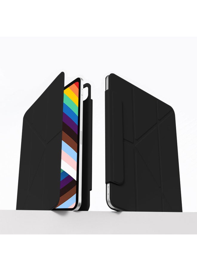 For IPadAir6/5 Protective Cover 2024 Apple Pro11 Magnetic Buckle 13 Inches 3 Y Folding Horizontal And Vertical-color:Black - Magnetic 2Y Fold (double-sided Clip With Buckle)-Applicable Models:Pro 7-13inch (M4)  - Image 1