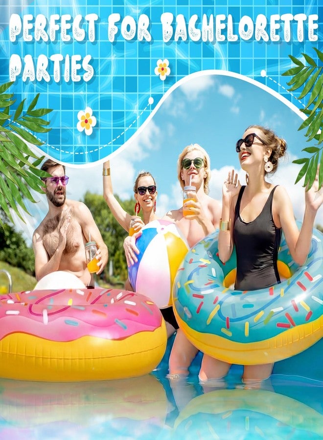 Motionchic 2 Pack 47.24 Inches Donut Pool Floats Large Inflatable Donuts Tube Jumbo Swim Rings with Sprinkles for Adults Swimming Pool Party Decorations Supplies(Pink,Blue) - Image 5
