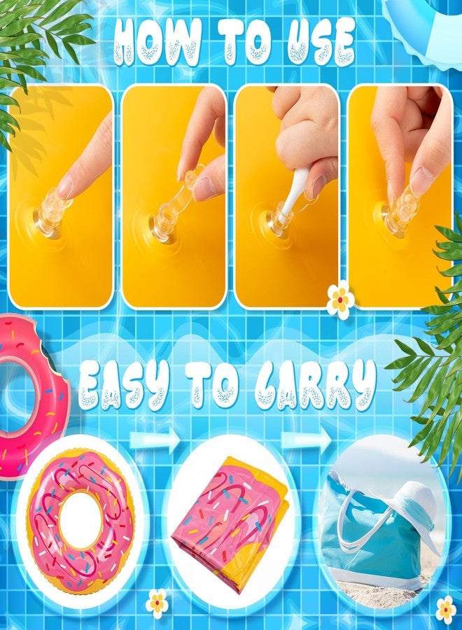 Motionchic 2 Pack 47.24 Inches Donut Pool Floats Large Inflatable Donuts Tube Jumbo Swim Rings with Sprinkles for Adults Swimming Pool Party Decorations Supplies(Pink,Blue) - Image 4