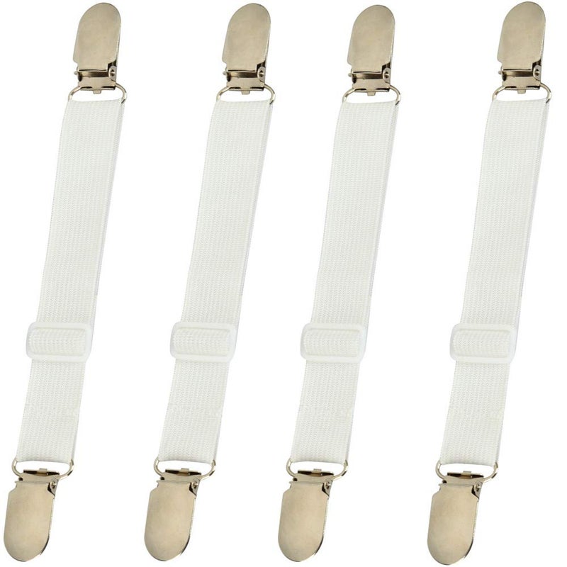 BBDOU Bed Sheet Clips Straps Sheet Holder Mattress Clips 4 Pcs Adjustable Elastic Bed Sheet Grippers Straps Suspender Fasteners Holder