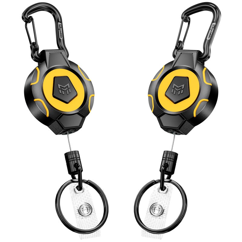 MNGARISTA 2-Pack Upgraded Retractable Keychain, 10 OZ Retraction, 31.5" Stainless Steel Cord, Heavy Duty Carabiner Badge Holder, ID Badge Reel with Badge Strap and Key Ring - Image 1