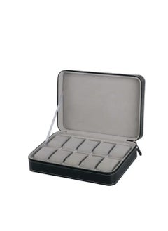 Generic Watch Box Portable Travel Zipper Case Collector Storage Jewelry Storage Box(Black)-PU Leather 12 Slot  - Image 1