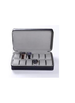 Generic Watch Box Portable Travel Zipper Case Collector Storage Jewelry Storage Box(Black)-PU Leather 12 Slot  - Image 2