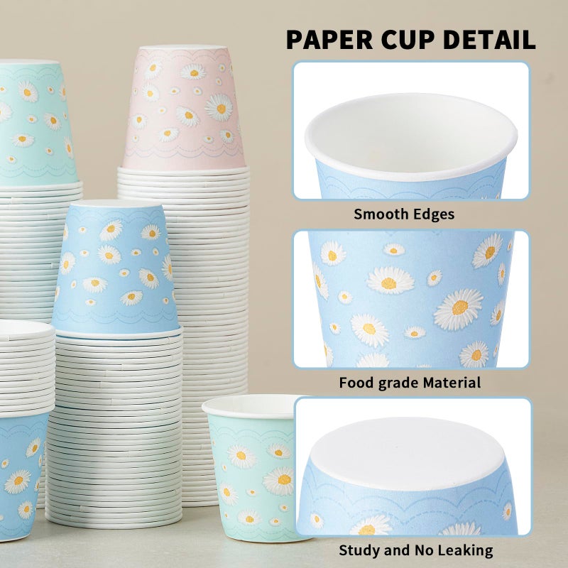 Tamone 600 Pack 3 oz Paper Cups, Small Bathroom Cups, Disposable Cups, Mini Paper Cups Daisy Design Pink, Blue, Mouthwash Cups for Party, Picnic, BBQ, Travel, Home and Event - Image 3