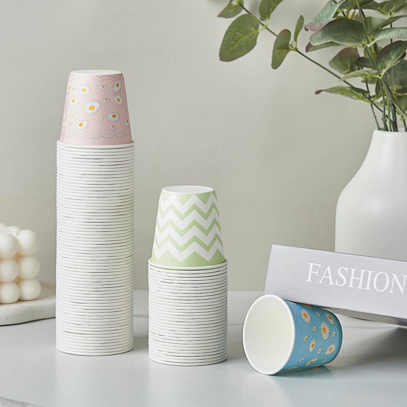 Tamone 600 Pack 3 oz Paper Cups, Small Bathroom Cups, Disposable Cups, Mini Paper Cups Daisy Design Pink, Blue, Mouthwash Cups for Party, Picnic, BBQ, Travel, Home and Event - Image 4