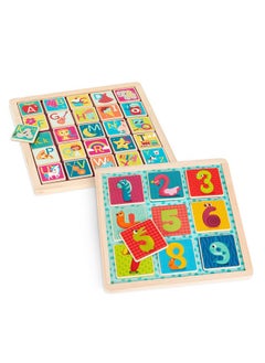 B. Toys B. toys- Puzzle Pals- Magnetic Wooden Puzzles - Alphabet Puzzle & Number Puzzle - Double-Sided Puzzles & Chalkboards - Educational Toys for Kids - 3 Years +  - Image 1