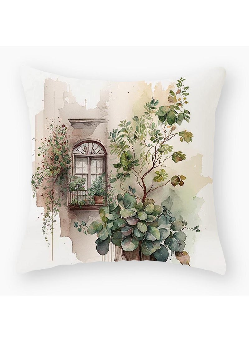 Y&D Throw Pillow Case Classic Vintage Green Plant Sofa Decoration Pillow Case Home Waist Protection Cushion Pillow Case 45 * 45cm 