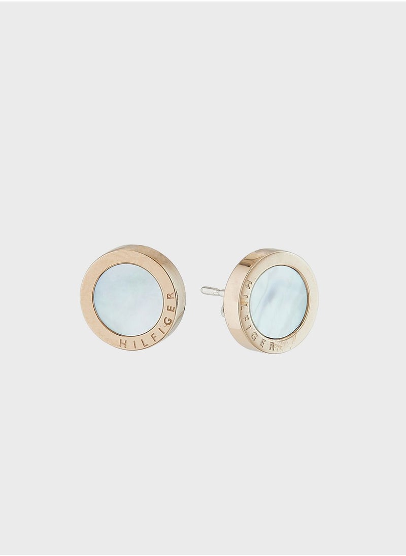TOMMY HILFIGER - Ionic Plated Carnation Gold Steel & Mop Earrings - Image 1