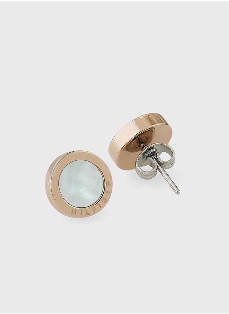 TOMMY HILFIGER - Ionic Plated Carnation Gold Steel & Mop Earrings - Image 1