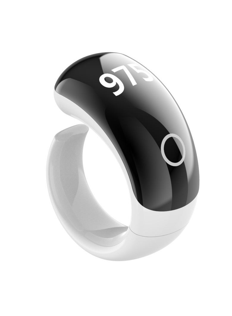 Praise Ring Adjustable Finger Counter with App Support Digital Counter Prayer Reminder Ring Muslim Finger Counter with 4 Digits (Black + White with 5 Sizes (16/18/20/22/24 mm)) - Image 1